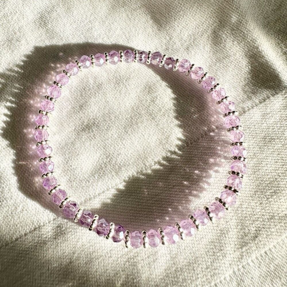 Light pink beaded stretch sparkly bracelet
